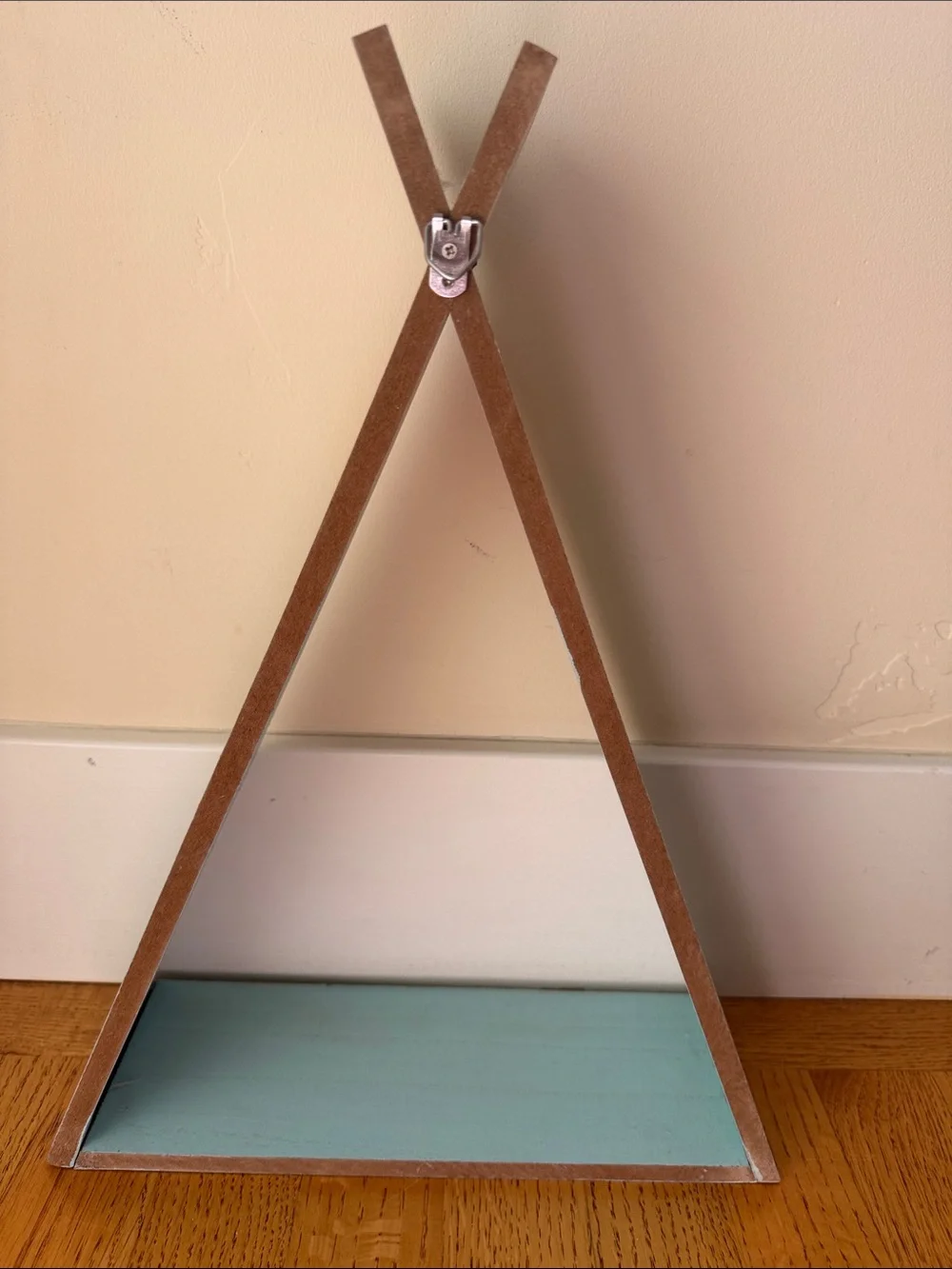 Tepee Wall Shelf in Light Blue and Natural Wood